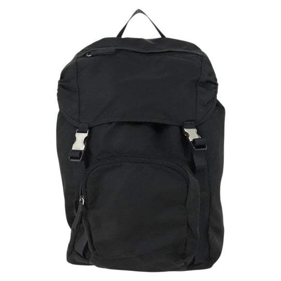 PRADA Backpack Nylon Black Silver Auth 158485