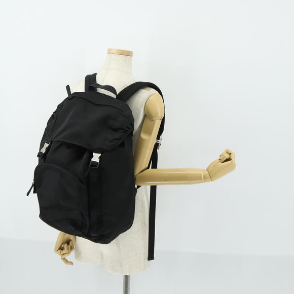 PRADA Backpack Nylon Black Silver Auth 158485