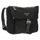 PRADA Shoulder Bag Nylon Silver Black Auth 158486-1