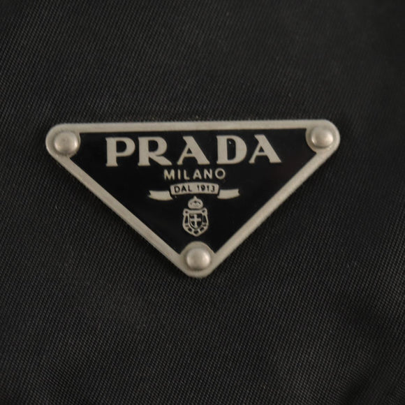 PRADA Shoulder Bag Nylon Silver Black Auth 158486