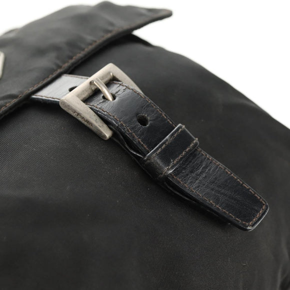 PRADA Shoulder Bag Nylon Silver Black Auth 158486