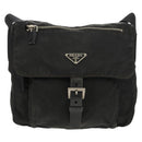 PRADA Shoulder Bag Nylon Silver Black Auth 158486-13