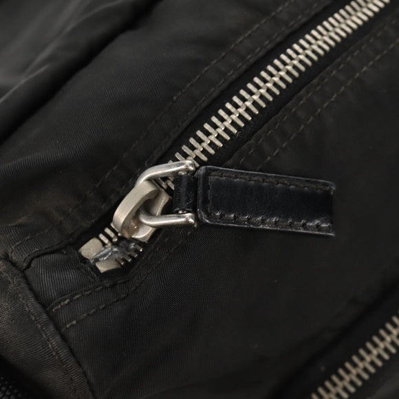PRADA Shoulder Bag Nylon Silver Black Auth 158486