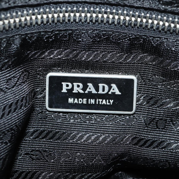 PRADA Shoulder Bag Nylon Silver Black Auth 158486