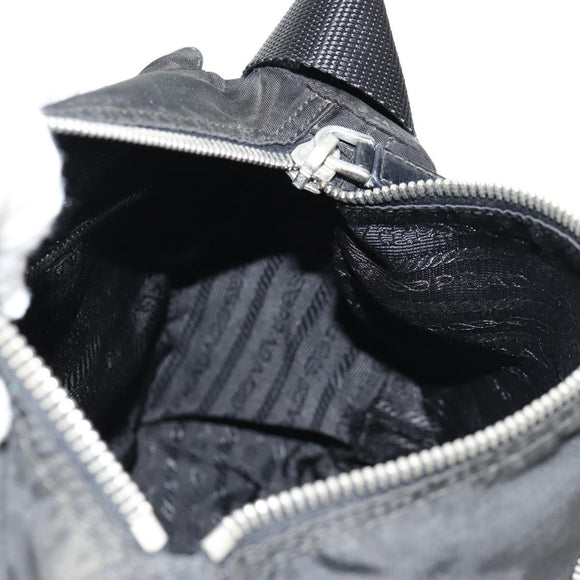 PRADA Shoulder Bag Nylon Silver Black Auth 158486