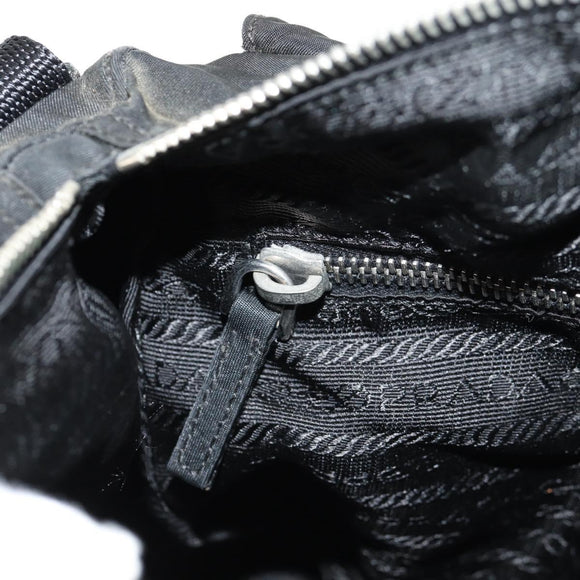 PRADA Shoulder Bag Nylon Silver Black Auth 158486