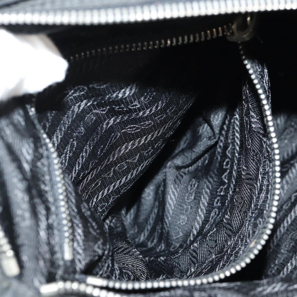 PRADA Shoulder Bag Nylon Silver Black Auth 158486