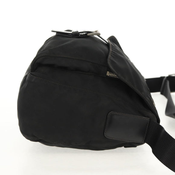 PRADA Shoulder Bag Nylon Silver Black Auth 158486
