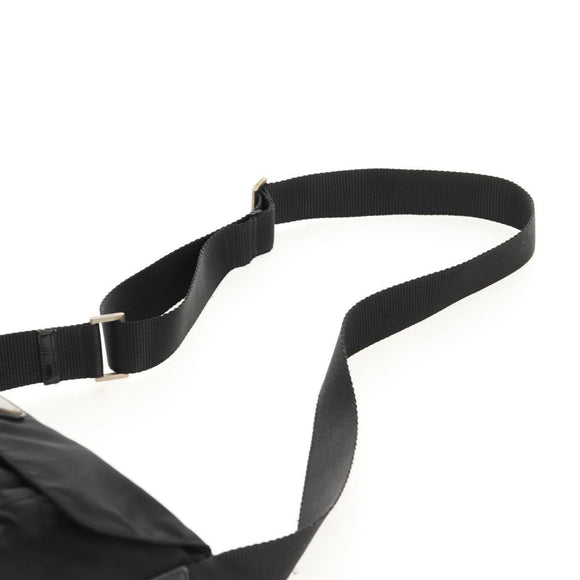 PRADA Shoulder Bag Nylon Silver Black Auth 158487