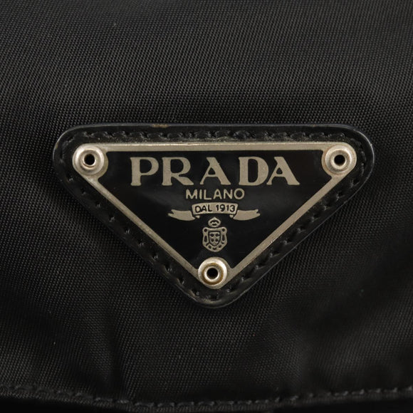 PRADA Shoulder Bag Nylon Silver Black Auth 158487