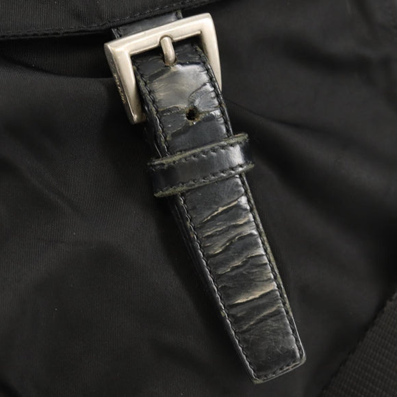 PRADA Shoulder Bag Nylon Silver Black Auth 158487