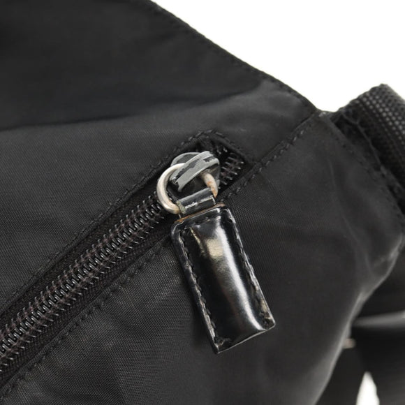 PRADA Shoulder Bag Nylon Silver Black Auth 158487