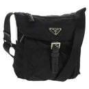 PRADA Shoulder Bag Nylon Silver Black Auth 158487-1