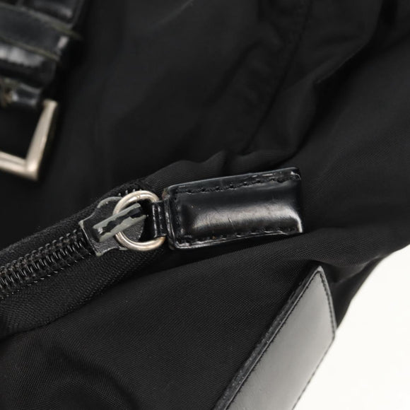 PRADA Shoulder Bag Nylon Silver Black Auth 158487