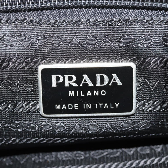 PRADA Shoulder Bag Nylon Silver Black Auth 158487