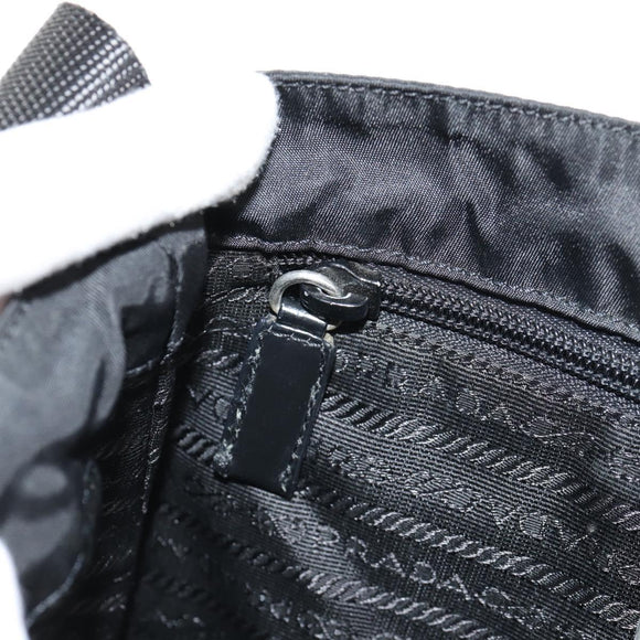 PRADA Shoulder Bag Nylon Silver Black Auth 158487