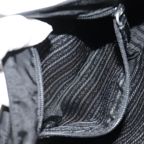 PRADA Shoulder Bag Nylon Silver Black Auth 158487