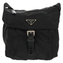 PRADA Shoulder Bag Nylon Silver Black Auth 158487-13