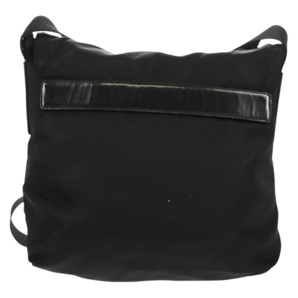 PRADA Shoulder Bag Nylon Silver Black Auth 158487