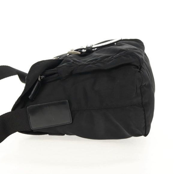 PRADA Shoulder Bag Nylon Silver Black Auth 158487