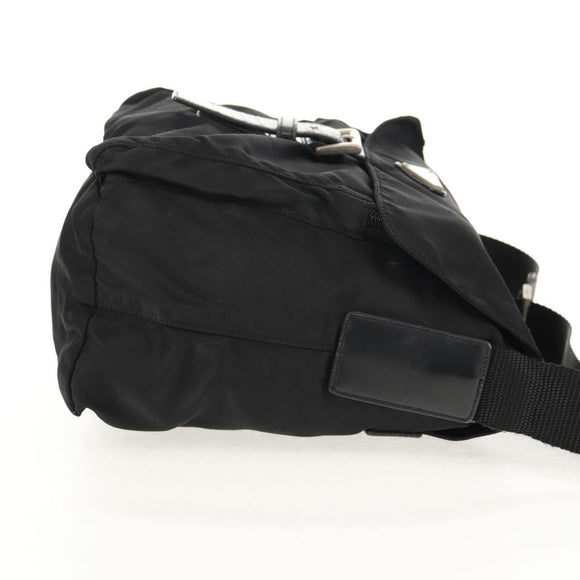 PRADA Shoulder Bag Nylon Silver Black Auth 158487