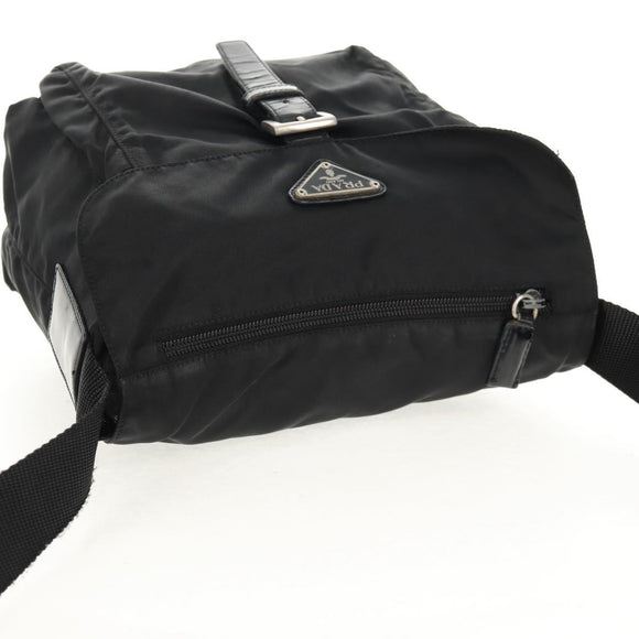 PRADA Shoulder Bag Nylon Silver Black Auth 158487