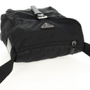 PRADA Shoulder Bag Nylon Silver Black Auth 158487-7