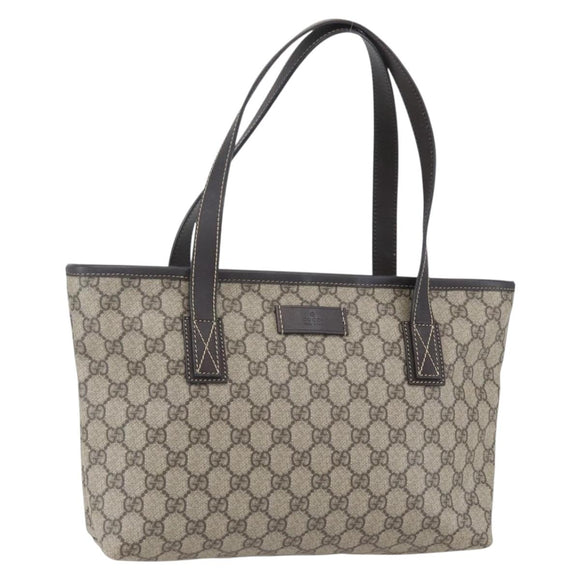 GUCCI GG Supreme Tote Bag PVC Leather Beige 211138 Auth 158488