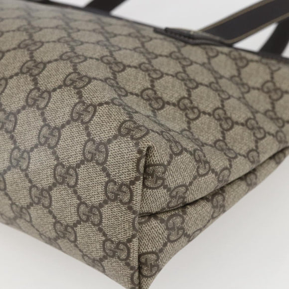 GUCCI GG Supreme Tote Bag PVC Leather Beige 211138 Auth 158488