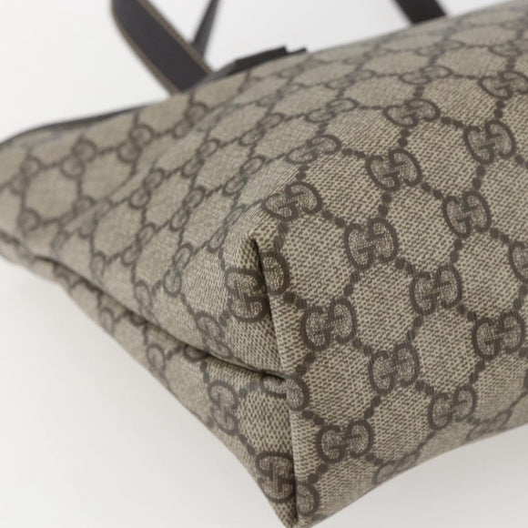 GUCCI GG Supreme Tote Bag PVC Leather Beige 211138 Auth 158488