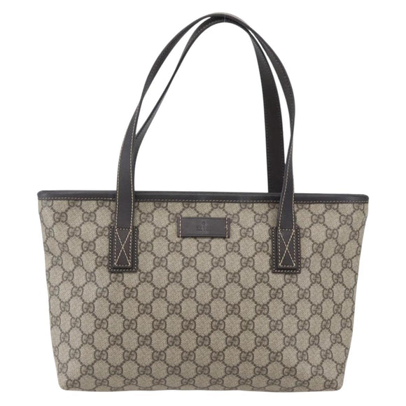 GUCCI GG Supreme Tote Bag PVC Leather Beige 211138 Auth 158488