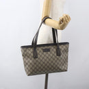 GUCCI GG Supreme Tote Bag PVC Leather Beige 211138 Auth 158488-22
