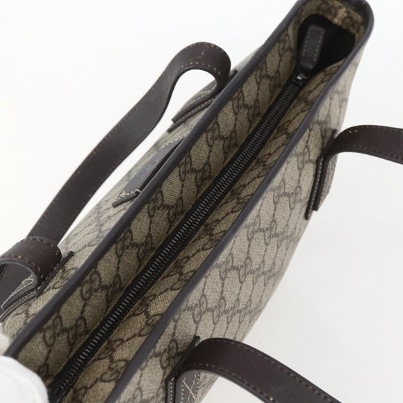 GUCCI GG Supreme Tote Bag PVC Leather Beige 211138 Auth 158488