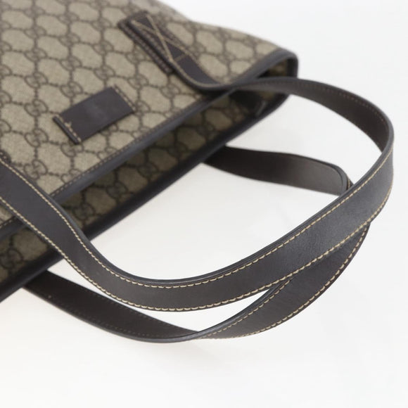 GUCCI GG Supreme Tote Bag PVC Leather Beige 211138 Auth 158488