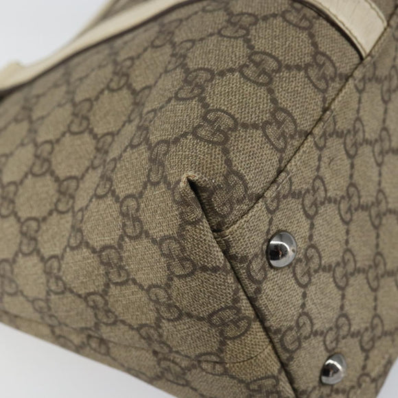 GUCCI GG Supreme Tote Bag PVC Beige Silver 114595 Auth 158492