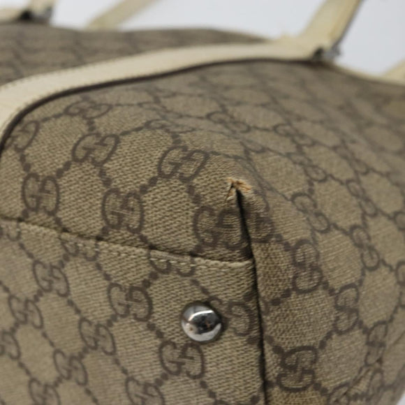 GUCCI GG Supreme Tote Bag PVC Beige Silver 114595 Auth 158492