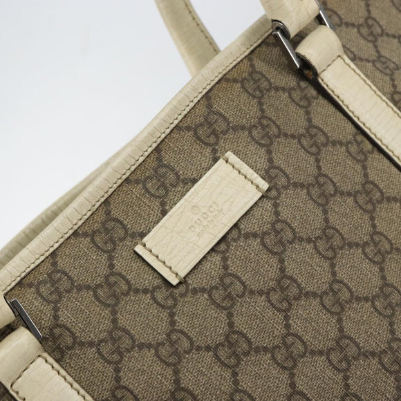 GUCCI GG Supreme Tote Bag PVC Beige Silver 114595 Auth 158492