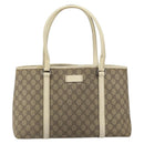 GUCCI GG Supreme Tote Bag PVC Beige Silver 114595 Auth 158492-13