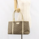 GUCCI GG Supreme Tote Bag PVC Beige Silver 114595 Auth 158492-22
