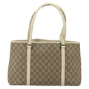 GUCCI GG Supreme Tote Bag PVC Beige Silver 114595 Auth 158492-2