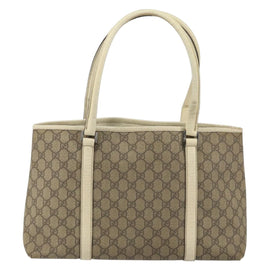 GUCCI GG Supreme Tote Bag PVC Beige Silver 114595 Auth 158492 - 0