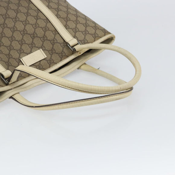 GUCCI GG Supreme Tote Bag PVC Beige Silver 114595 Auth 158492