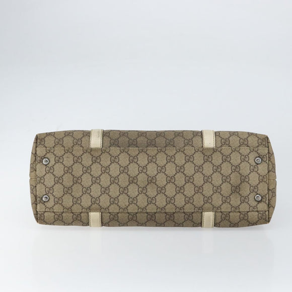 GUCCI GG Supreme Tote Bag PVC Beige Silver 114595 Auth 158492