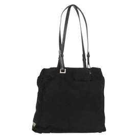 PRADA Tote Bag Nylon Black Silver Auth 158494