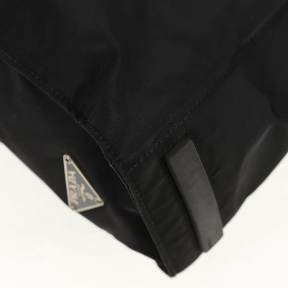 PRADA Tote Bag Nylon Black Silver Auth 158494
