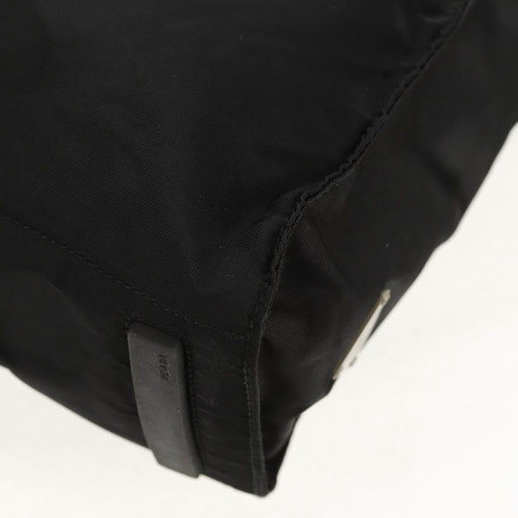 PRADA Tote Bag Nylon Black Silver Auth 158494