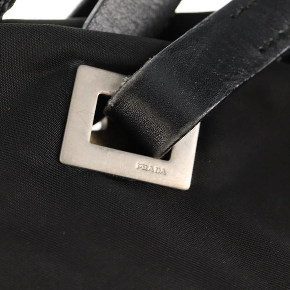 PRADA Tote Bag Nylon Black Silver Auth 158494