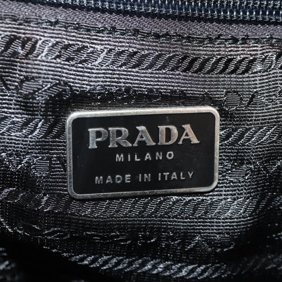 PRADA Tote Bag Nylon Black Silver Auth 158494