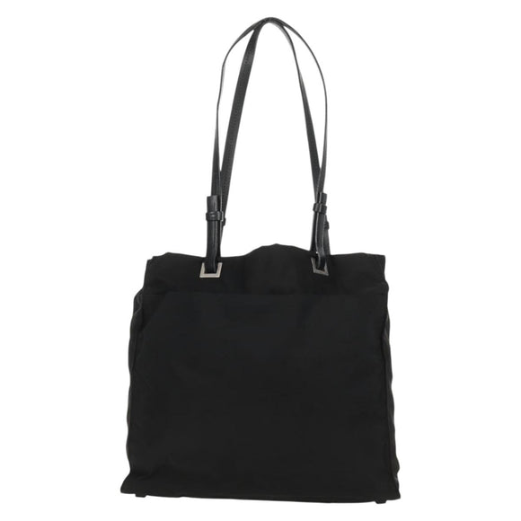 PRADA Tote Bag Nylon Black Silver Auth 158494