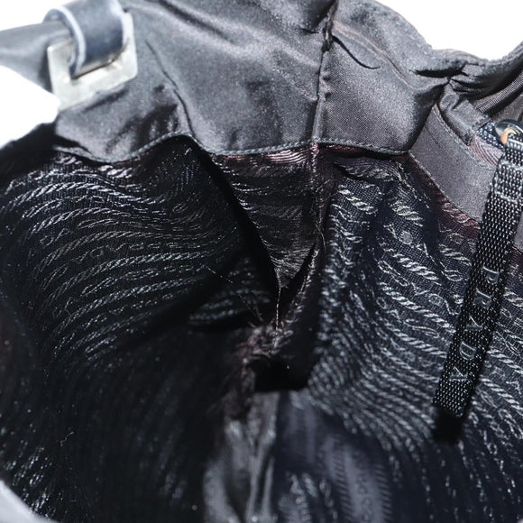 PRADA Tote Bag Nylon Black Silver Auth 158494